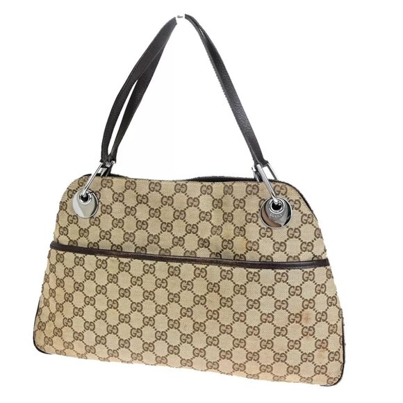 AUTHENTICITY GUARANTEED GUCCI Logo GG Pattern Shoulder Tote Bag Canvas - Picture 1 of 15